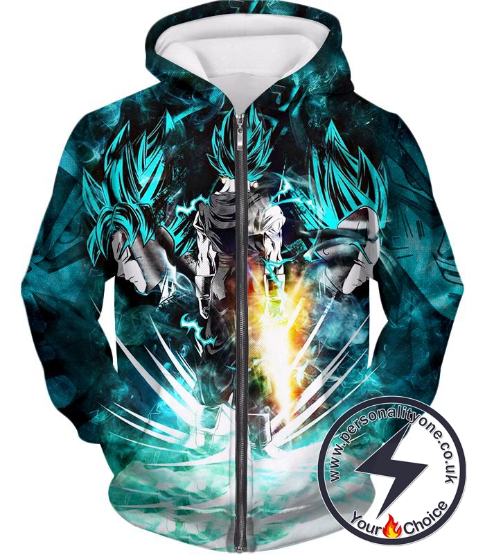 Dragon Ball Super Super Cool Fusion Goku X Vegita Vegito Super Saiyan Blue Awesome Graphic Zip Up Hoodie